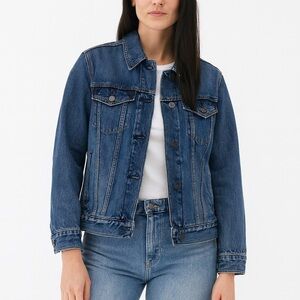 We The Free Dark and Light Blue Denim Jacket